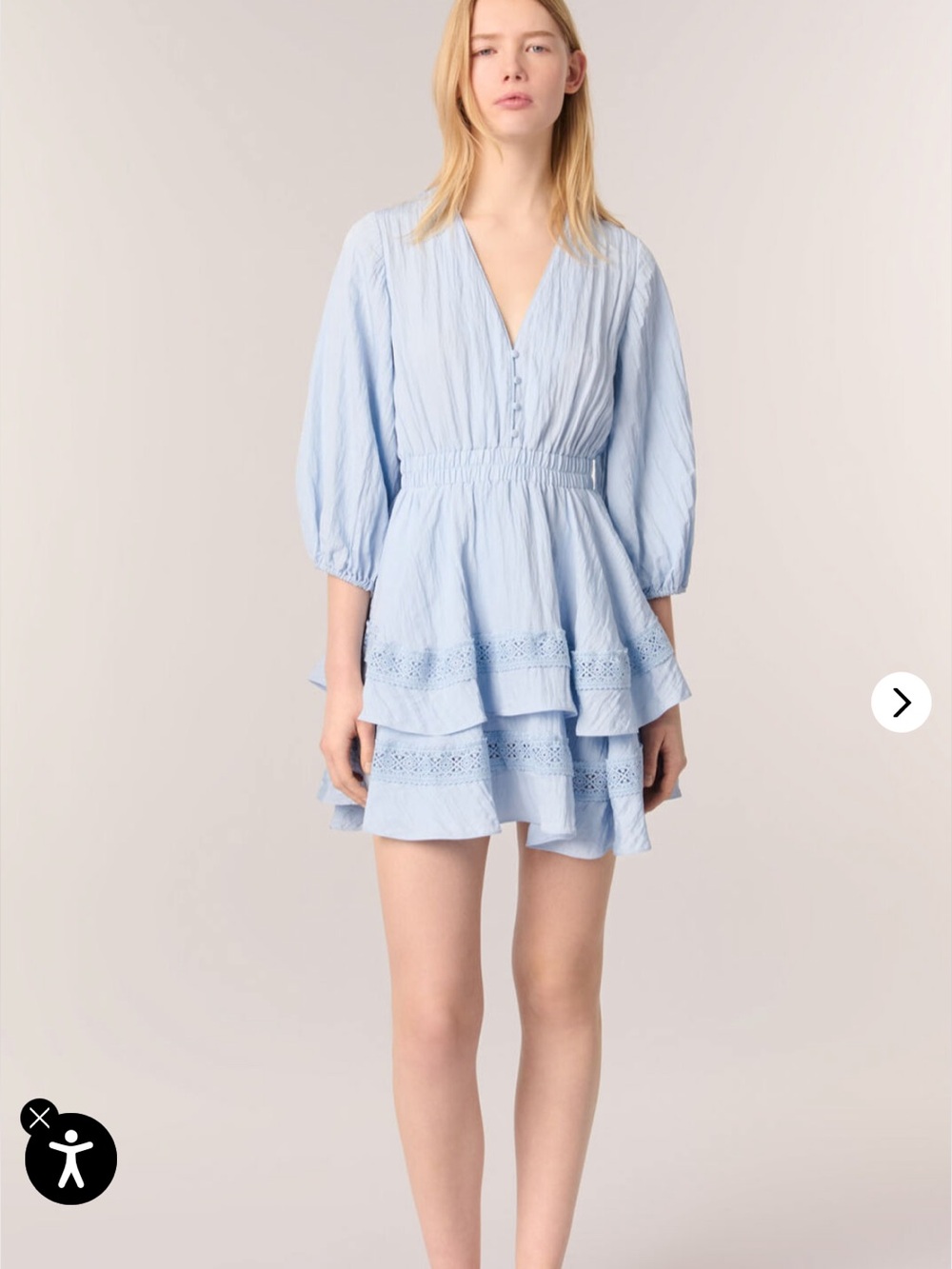 Maje dress with ruffles and lace details